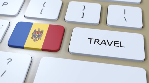 Moldova Ulusal Bayrağı Metin Seyahati Ülke Canlandırmasına Seyahat — Stok video