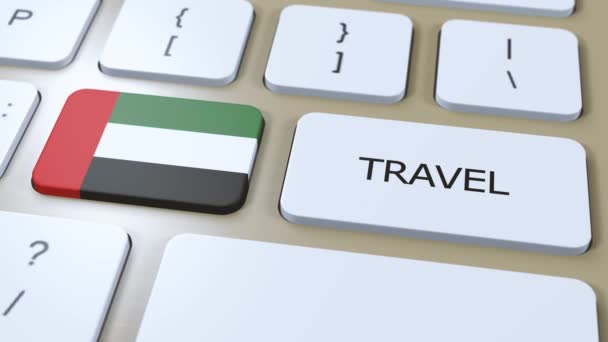 Sae Spojené Arabské Emiráty Národní Vlajka Text Cestování Tlačítko Cestování — Stock video