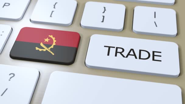 Angola Länderfahne Und Handelstext Auf Button Animation — Stockvideo