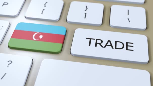 Button 3D动画的阿塞拜疆国旗和贸易文本 — 图库视频影像