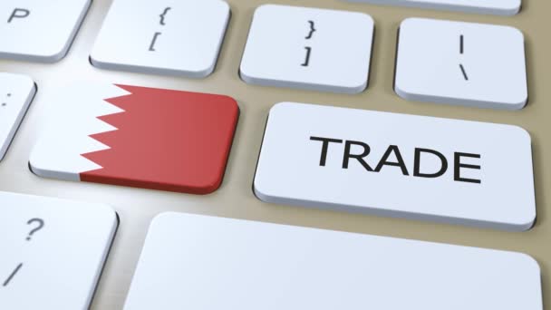 Bahrein Land Vlag Handelstekst Knop Animatie — Stockvideo