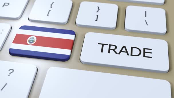 Kostaryka Kraj Flaga Handel Tekst Przycisku Animacja — Wideo stockowe