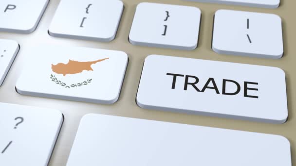 Chipre Bandera Del País Texto Comercial Botón Animación — Vídeo de stock
