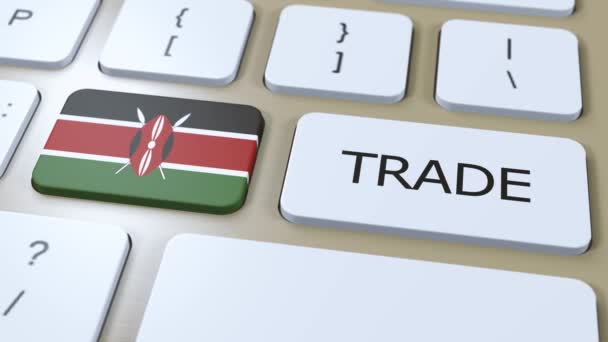 Kenya Paese Bandiera Commercio Testo Pulsante Animazione — Video Stock