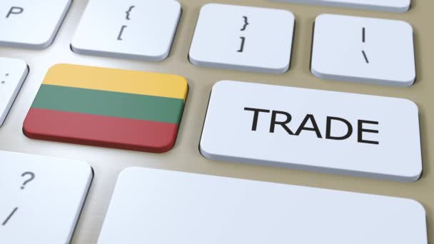 Lithuania Country Flag Trade Text Button Animation — Stock Video