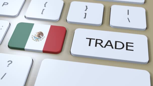 Messico Paese Bandiera Commercio Testo Pulsante Animazione — Video Stock