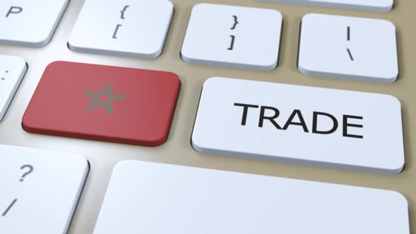 Morocco Country Flag Trade Text Button Animáció — Stock videók