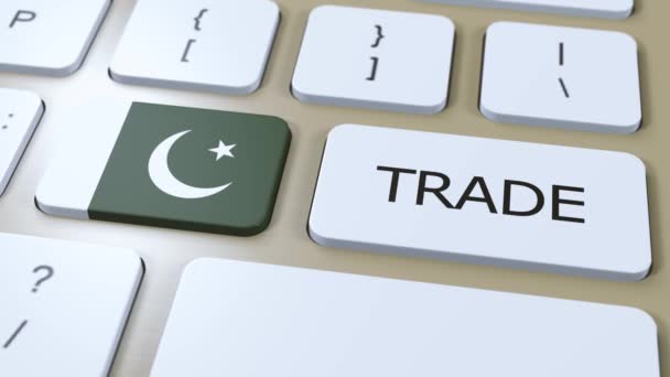 Pakistan Country Flag Trade Text Button Animáció — Stock videók