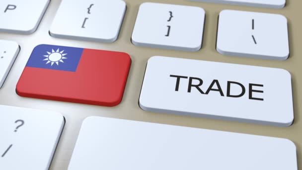 Taiwans Flagge Und Handelstext Auf Button Animation — Stockvideo