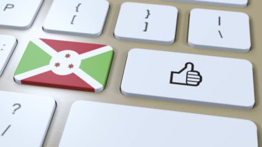 Burundi Bayrağı ve Evet ya da Başparmaklar Yukarı Düğmesi. 3B Canlandırma.