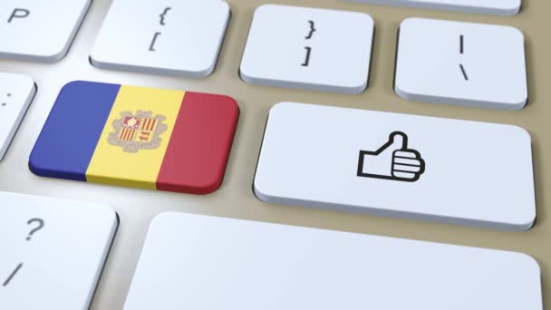Andorra Flag Yes Thumbs Button Animation — Stock Video