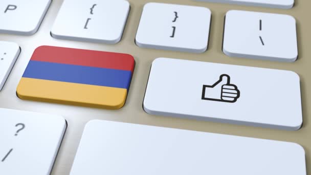 Armenien Fahne Und Oder Daumen Hoch Animation — Stockvideo