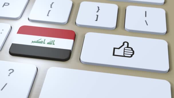 Bandeira Iraque Botão Sim Polegares Para Cima Animação — Vídeo de Stock