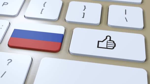 Bandera Rusia Botón Pulgares Hacia Arriba Animación — Vídeos de Stock