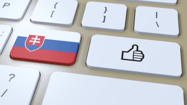 Bandera Eslovaquia Botón Pulgares Hacia Arriba Animación — Vídeos de Stock