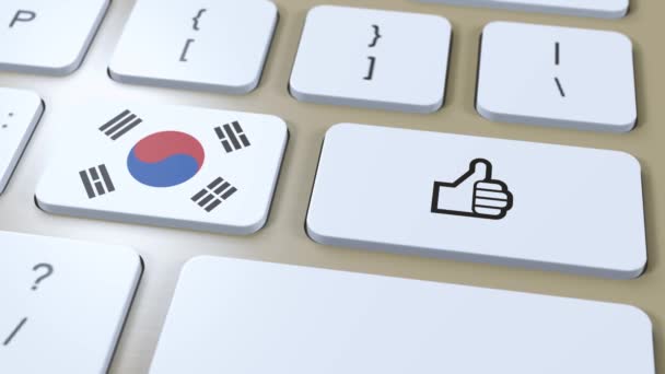 Südkorea Flagge Und Oder Daumen Hoch Knopf Animation — Stockvideo