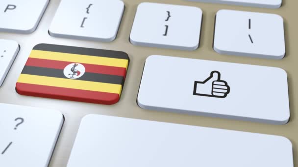 Bandiera Uganda Pulsante Pollici Animazione — Video Stock