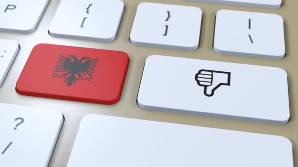 Arnavutluk Bayrağı Hayır Başparmakları Aşağı Düğmesi Canlandırma — Stok video