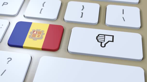 Andorra Flag Thumbs Button Animation — Stock Video