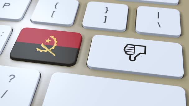 Angola Zászló Nem Vagy Hüvelykujj Lefelé Gomb Animáció — Stock videók