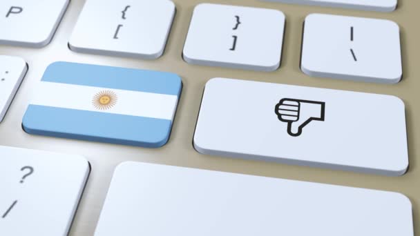 Argentina Flagga Och Nej Eller Tummen Ner Knappen Animering — Stockvideo