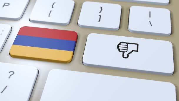 Örményország Zászló Nem Vagy Hüvelykujj Lefelé Gomb Animáció — Stock videók