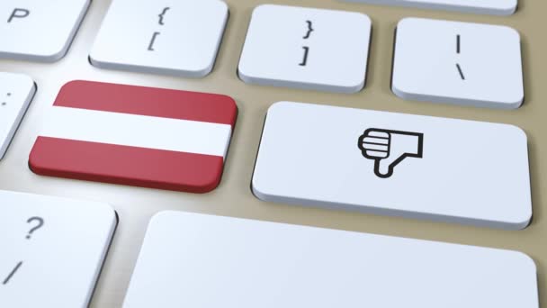 Bandera Austria Botón Pulgares Hacia Abajo Animación — Vídeos de Stock