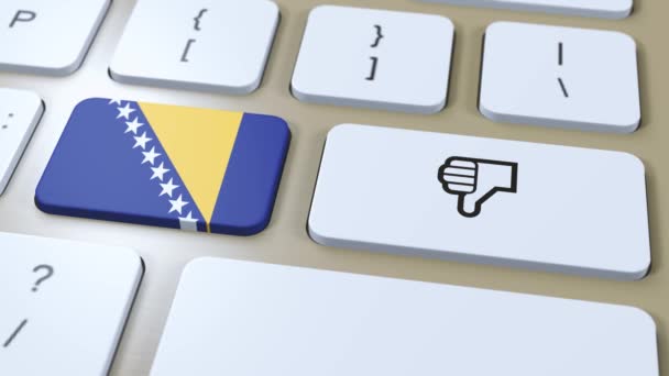 Bosna Hersek Bayrağı Hayır Veya Başparmakları Aşağı Düğmesi Canlandırma — Stok video