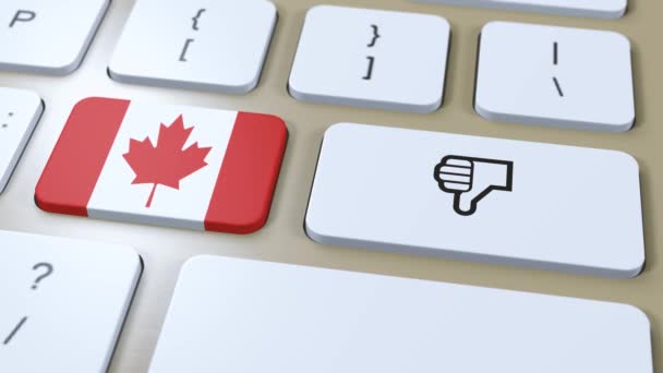 Kanada Bayrağı Hayır Baş Parmakların Aşağı Düğmesi Canlandırma — Stok video