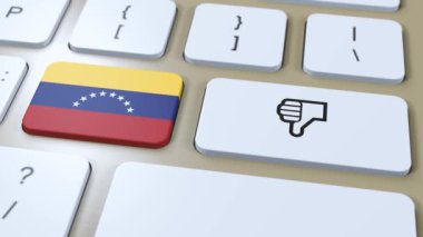 Venezuela Bayrağı ve Hayır ya da Baş Parmakların Aşağı Düğmesi. 3B Canlandırma.