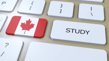 Country Concept 'da Kanada Çalışması. Bayrak ve Metin 3B Canlandırması.