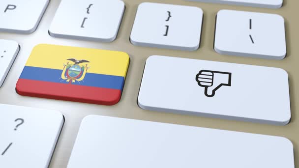 Ecuador Zászló Nem Vagy Hüvelykujj Lefelé Gomb Animáció — Stock videók