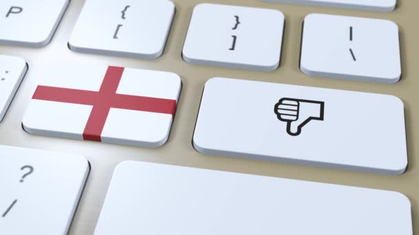 Anglia Zászló Vagy Hüvelykujj Lefelé Gomb Animáció — Stock videók
