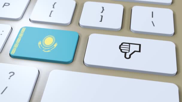 Казахстанский Флаг Кнопка Большой Палец Вниз Animation — стоковое видео
