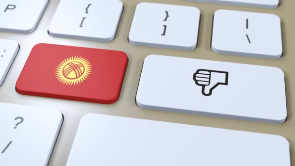 Kirgizisztán Zászló Nem Vagy Hüvelykujj Lefelé Gomb Animáció — Stock videók