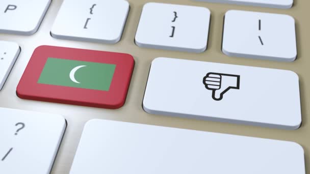 Bandera Maldivas Botón Pulgares Hacia Abajo Animación — Vídeos de Stock