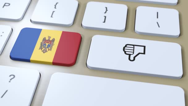 Moldova Bayrağı Hayır Veya Başparmak Aşağı Düğmesi Canlandırma — Stok video