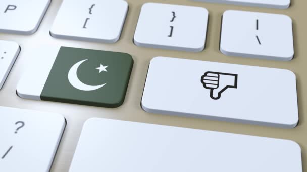 Pakistan Bayrağı Hayır Başparmaklar Aşağı Düğmesi Canlandırma — Stok video