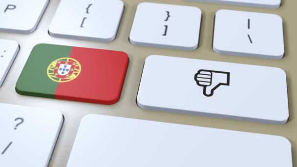 Portugal Flag Vagy Hüvelykujj Lefelé Gomb Animáció — Stock videók