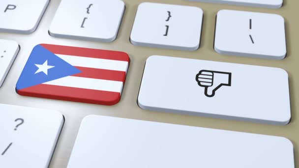 Porto Riko Bayrağı Hayır Baş Parmakların Aşağı Düğmesi Canlandırma — Stok video