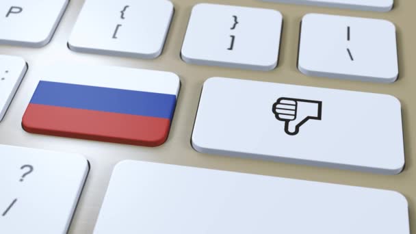 Rusya Bayrağı Hayır Başparmaklar Aşağı Düğmesi Canlandırma — Stok video