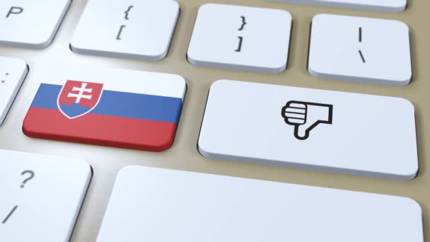 Szlovákia Zászló Nincs Vagy Hüvelykujj Lefelé Gomb Animáció — Stock videók