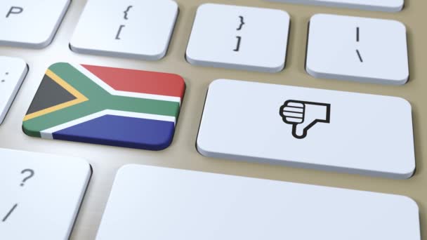 Güney Afrika Bayrağı Hayır Başparmaklar Aşağı Düğmesi Canlandırma — Stok video