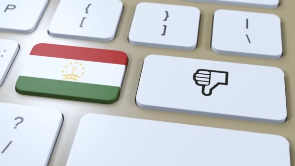 Tacikistan Bayrağı Hayır Başparmaklar Aşağı Düğmesi Canlandırma — Stok video