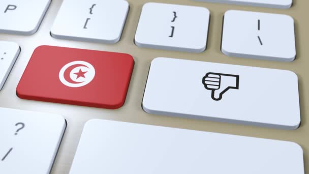 Tunézia Zászló Vagy Hüvelykujj Lefelé Gomb Animáció — Stock videók