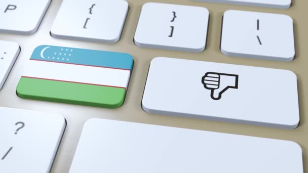 Bandera Uzbekistán Botón Pulgares Hacia Abajo Animación — Vídeos de Stock