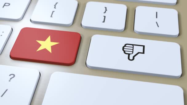 Flaga Wietnamu Nie Lub Kciuki Dół Przycisk Animacja — Wideo stockowe