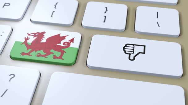 Wales Flag Vagy Thumbs Button Animáció — Stock videók