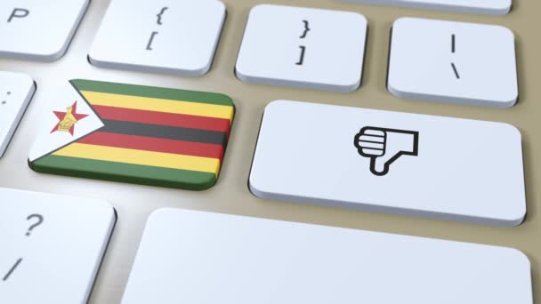 Zimbabwe Bandiera Pollici Giù Pulsante Animazione — Video Stock