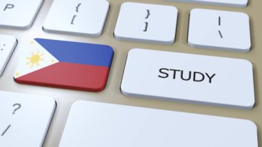 Country Concept 'da Filipinler Çalışması. Bayrak ve Metin 3B Canlandırması.